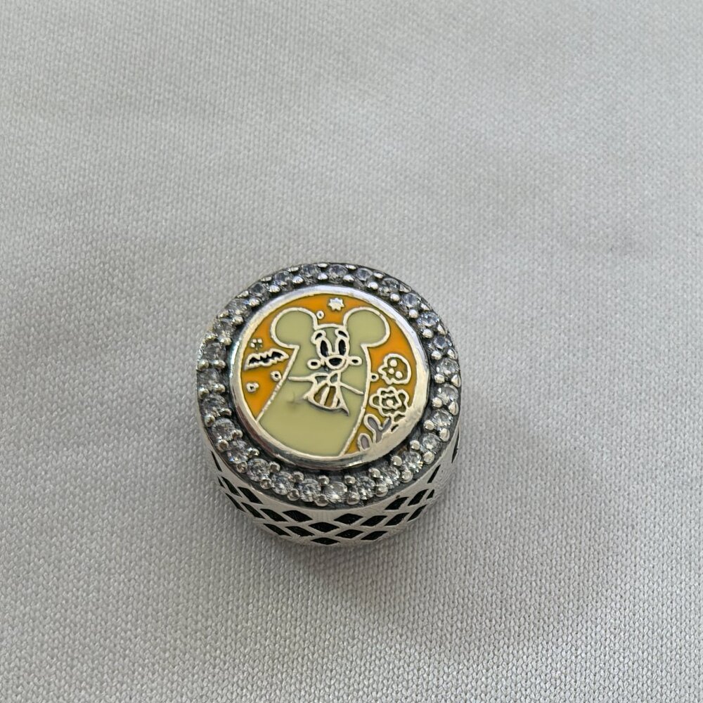 Pandora Disney Parks 2025 Mickey & Minnie Ghosts Charm, S925 Silver Jewelry